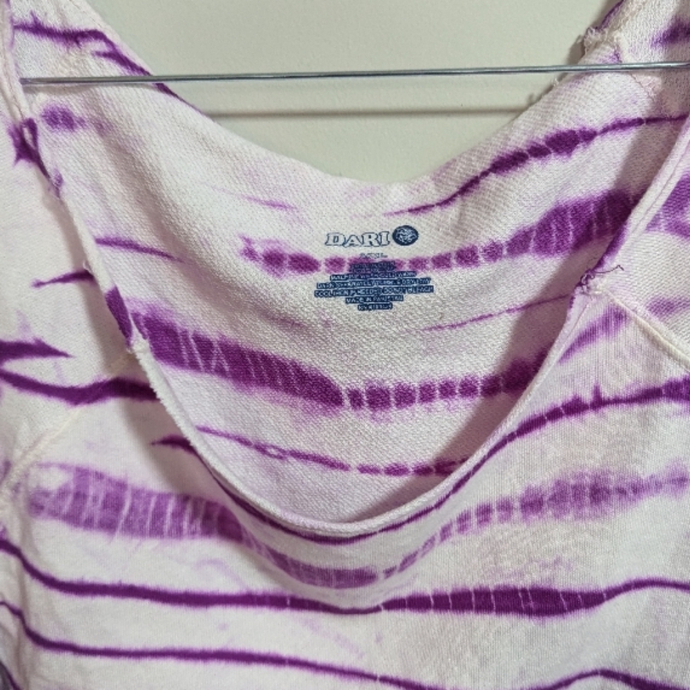 Dari women's purple white Tie-Dye Top terry cloth Long sleeve W-251 - Picture 3 of 5